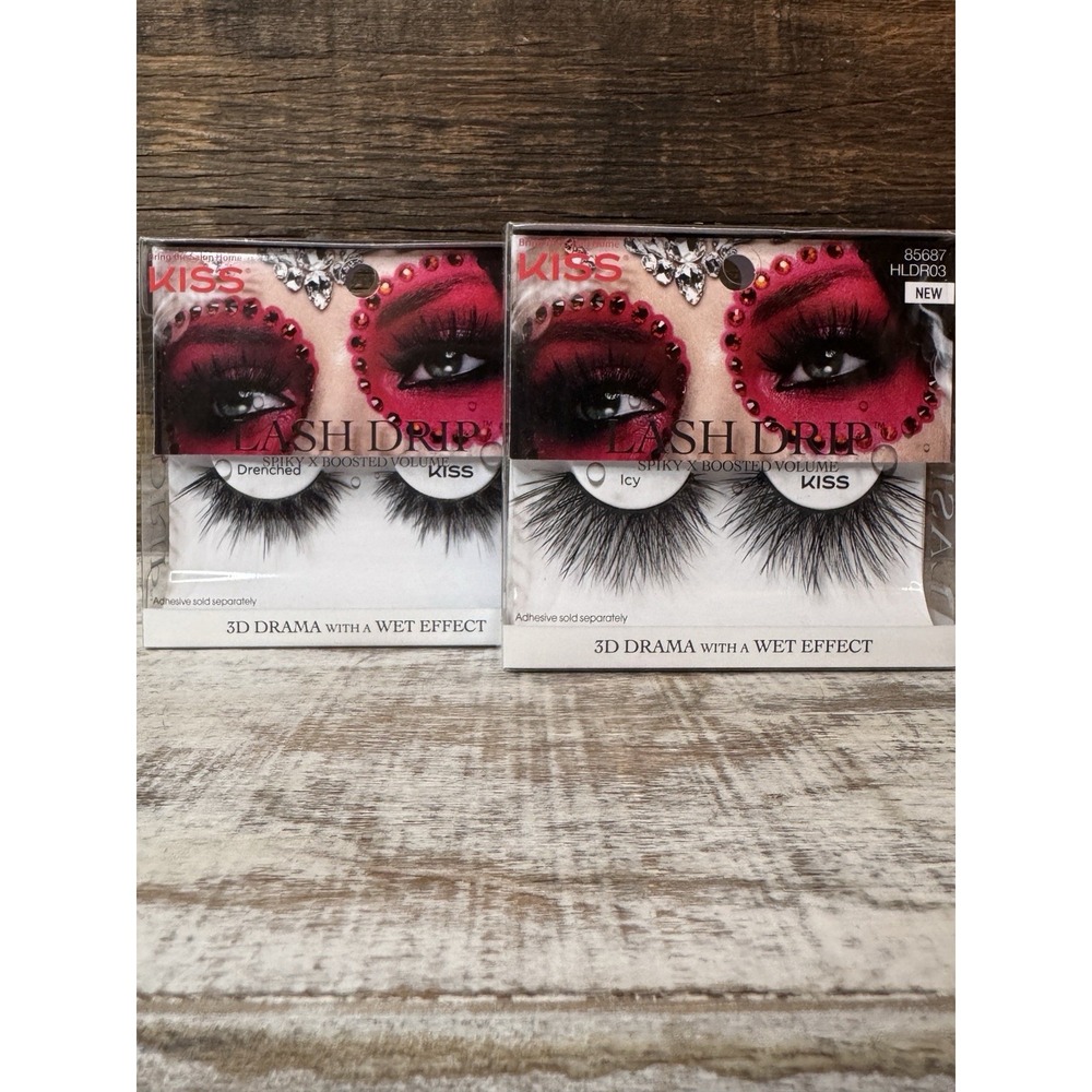 Kiss Lash Drip 3D Drama With‎ Wet Effect 2 Pairs Eyelashes | NIB | MSRP = $22
